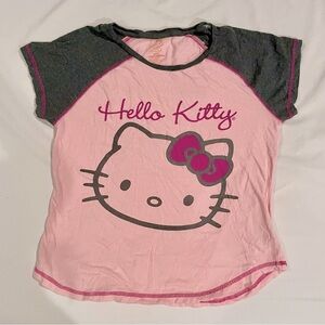 Hello Kitty pink & grey raglan tee sleep shirt- M Sanrio Kawaii